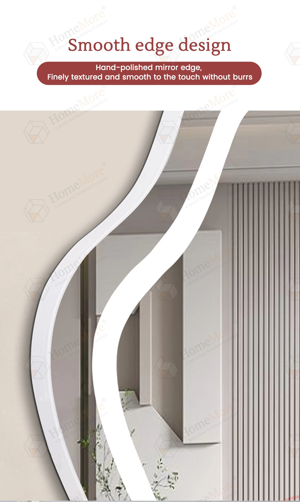 Hot sale on Irregular anti rust asymmetry Vanity LED mirror Modern design wall mounted mirror Resort Hotel Use Anti-fog