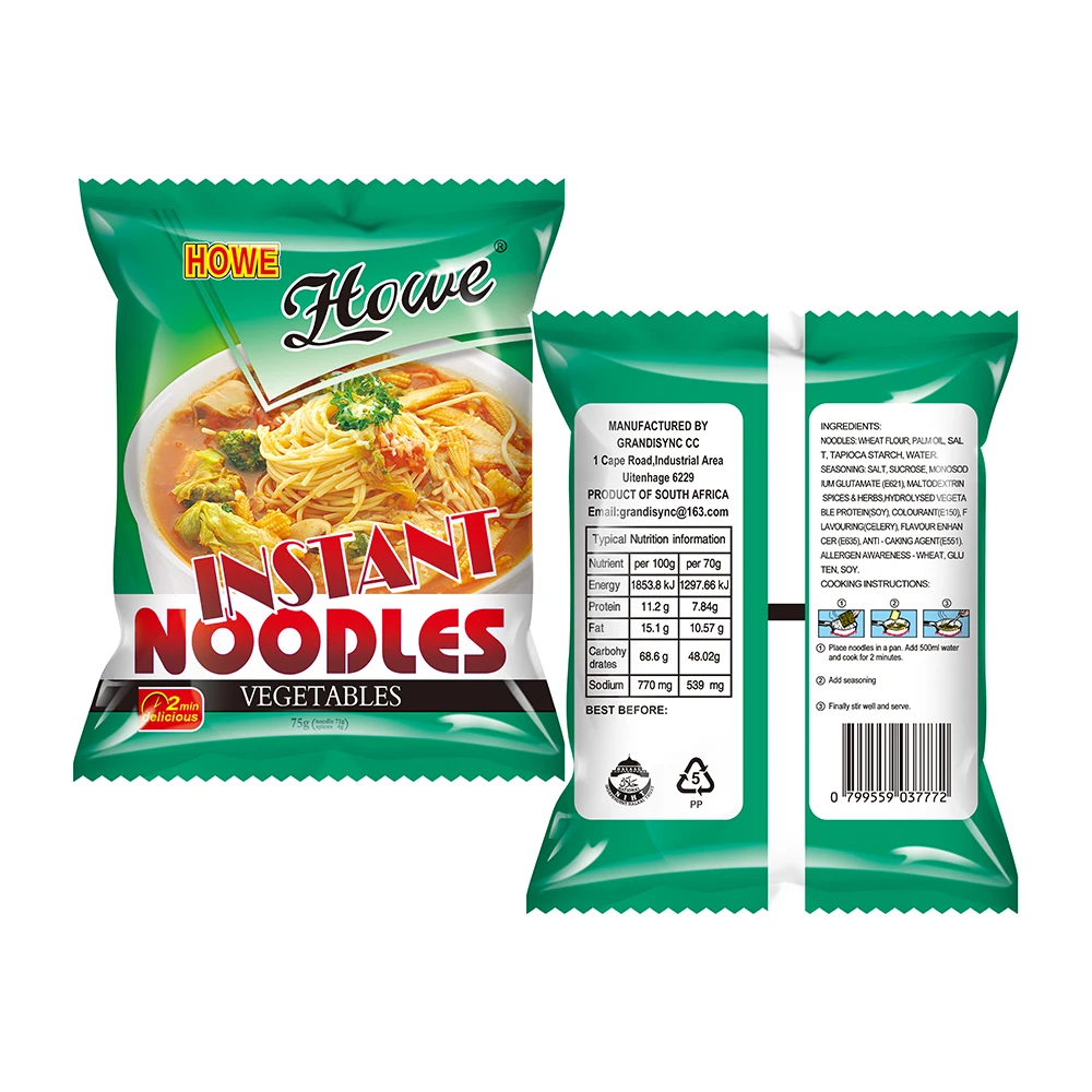 Customized Food Packaging Back Seal Bag Foil Laminated Plastic Pouch for Instant Noodles