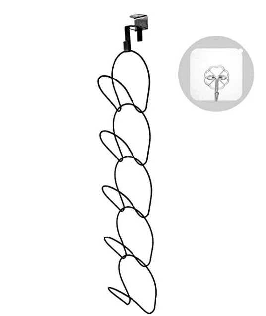 Multi-layer hanging type chain coat hook behind the door seamless nail-free wardrobe wrought iron bag scarf hat storage rack