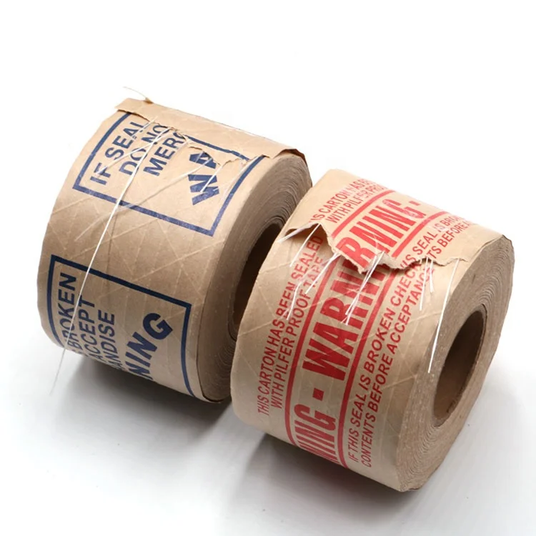 100% Recyclable Biodegradable Reinforced Kraft Paper Tape Water Activated water activated fiberglass Tape   for carton sealing