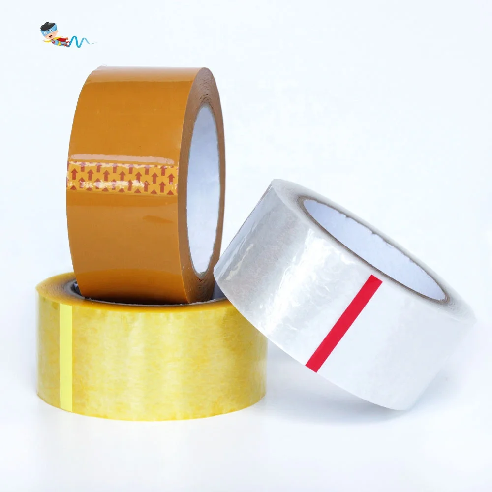 2- Recyclable Factory Custom Core Printing Brown Yellow Transparent Clear OPP Cello BOPP Film Packing Self Adhesive Tape