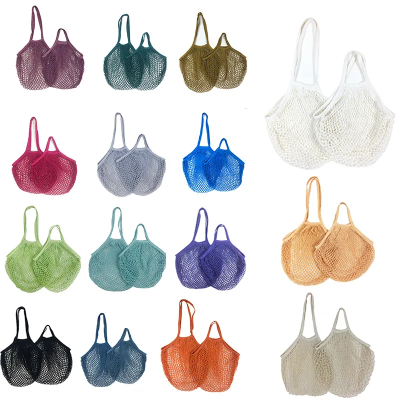 
10 pcs Wholesale Vegetable Fruit Mesh Tote Bag Cotton Supermarket Shopping Mesh Bag 
