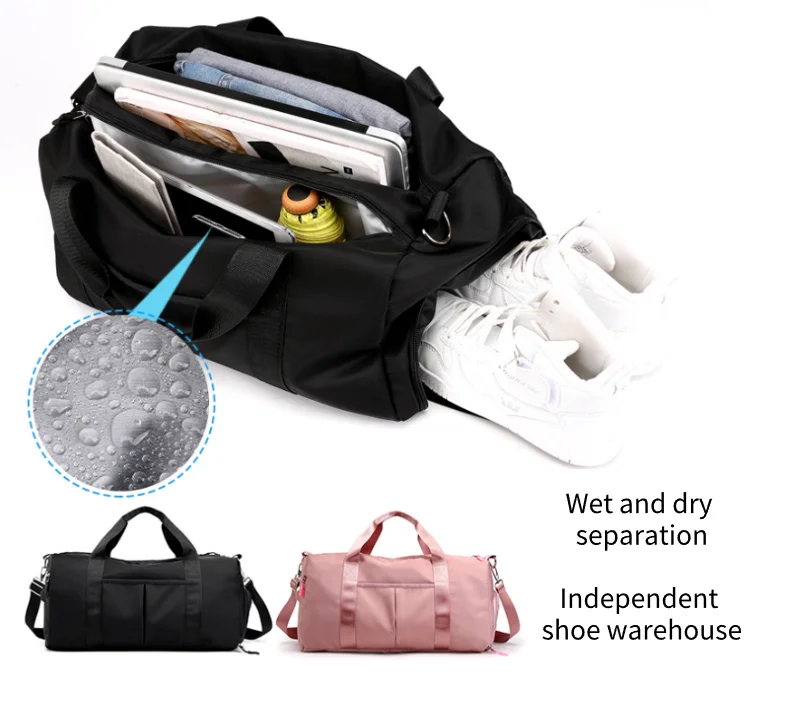 Wholesale Small Custom Unisex Pack Tote Logo Pink Canvas Women Men Duffle Duffel Weekender Travel Female Sport Gym Bag