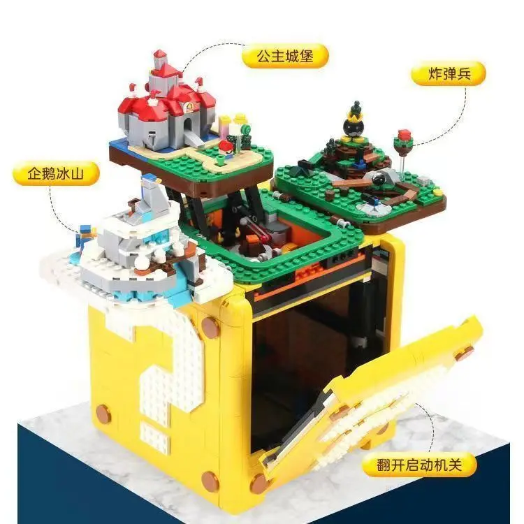 MB1 Mario Question Box Block Led Light Luigi Princess Peach Toad Bowser World Mario Bros Building Block Mario Bricks