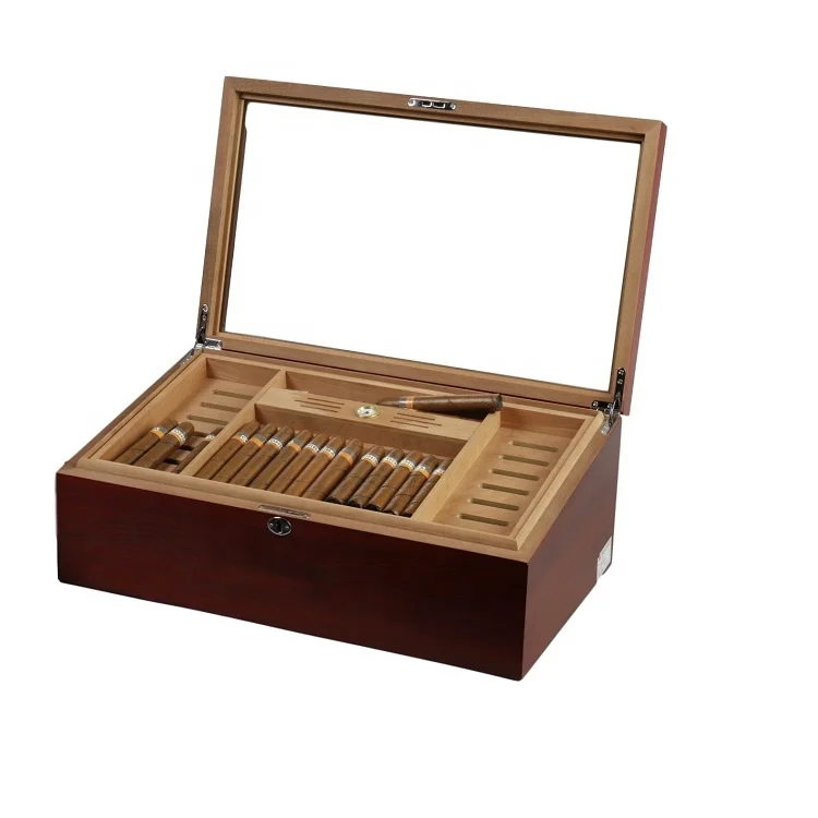 DS стеклянный Топ ручной работы кедр humidor коробка для сигар с замком коробки