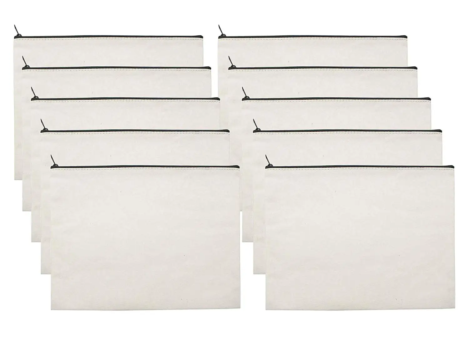 Canvas Cosmetics Bag White Cotton with Zipper  Canvas Bag