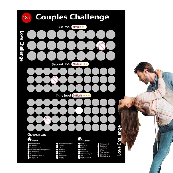 100 Things  Adult Sex Scratch Off Poster for Love Game Playing Date Night Scratch Poster Creative Gift Party Games for Couple