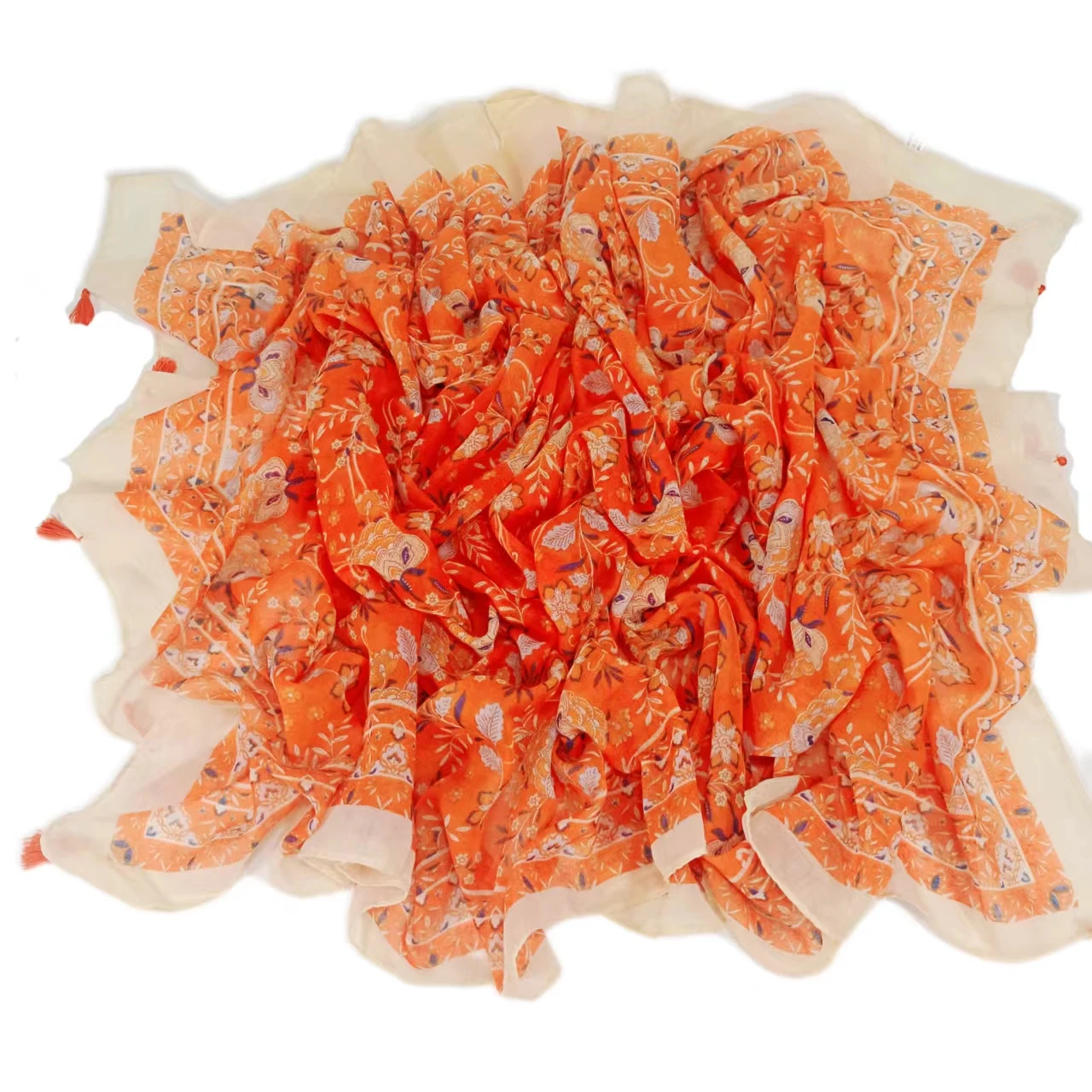 Wholesale custom ladies printed cotton viscose hijab shawl fashion women flowers muslim cotton scarf