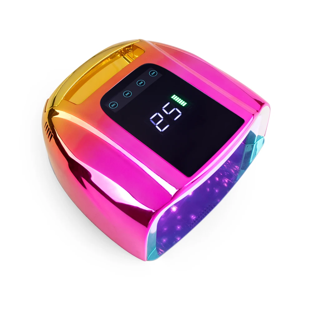 Metallic Pink Wireless Handheld Uv Gel Red Light 96w 42beads Nail Dryer Led Uv Light Finger Lamp