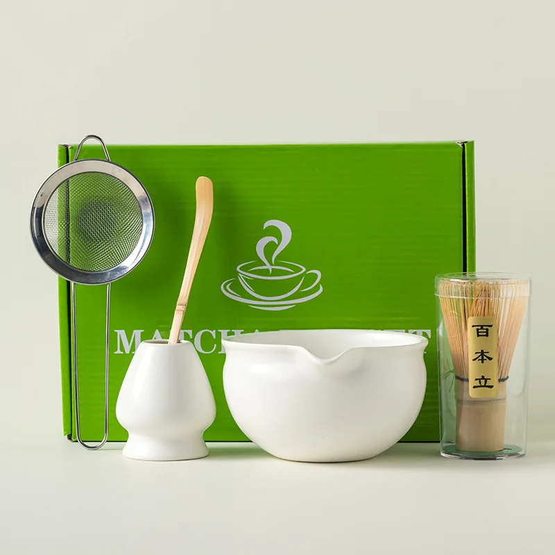 New promotion Japanese tea set 7-piece Creativity green gift box bambaoo matcha whisk Song Dynasty matcha Set