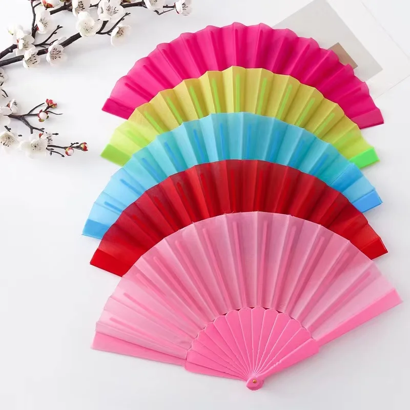 Promotion Custom Printed logo Folding fan 23cm Plastic Hand Held Fan for Wedding Festival favors
