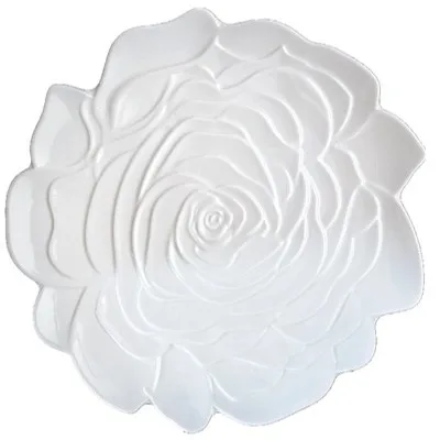 Wholesale New design white rose flower shape ceramic wedding charger plate