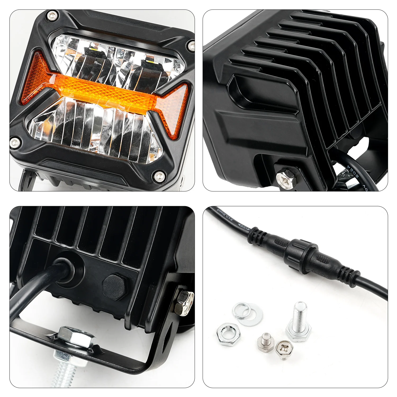 3 Inch Super Bright With Amber DRL LED Flood/Spot Work Driving Headlight For Motorcycle Offroad Truck Pickup ATV UTV 12-80V DC