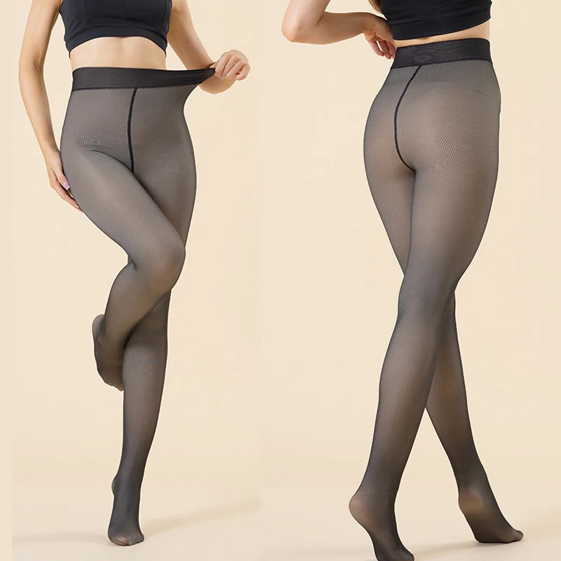wholesale of one line crotch Women Tights Slim Velvet Thick Girls Pantyhose Super Elastic Fleece Tights for black ladies