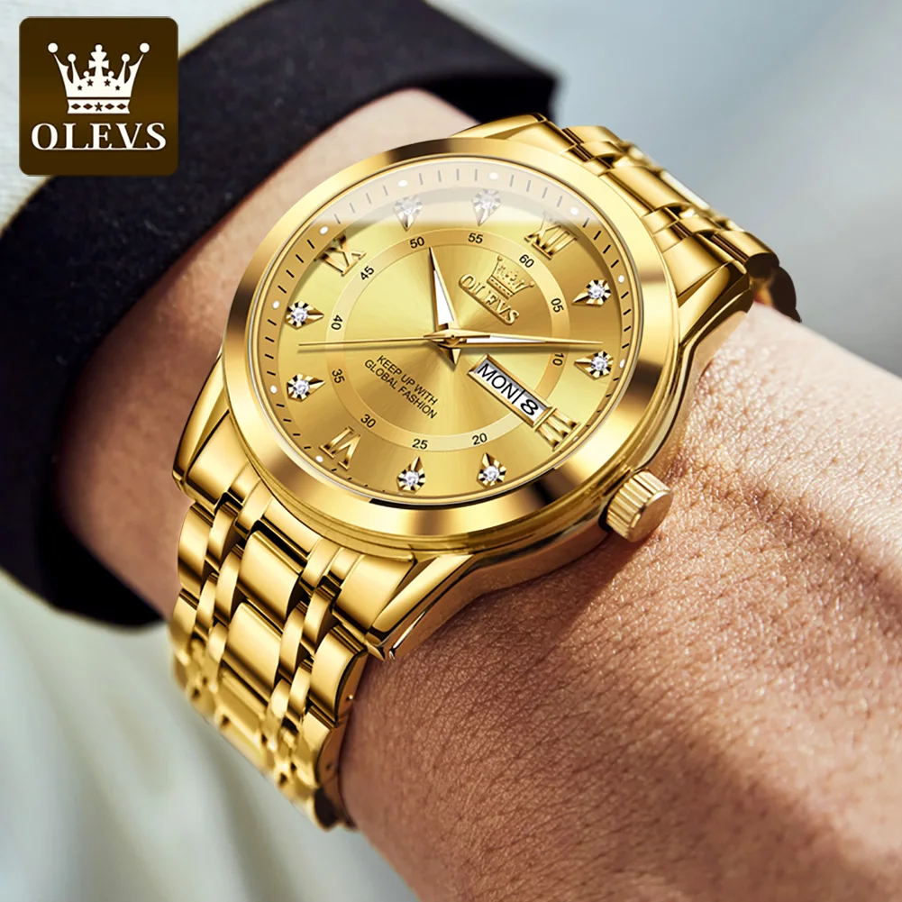 OLEVS 5513 Watch Luxury Brand Hight Quality Original Casual Business Gold Wrist Watch Stainless Steel Men Quartz Watches