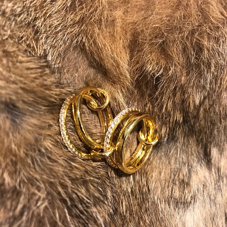 Linked Circle Rings Set Filled Ring for Women Luxury Fashion Jewelry Gold Cubic Zirconia Geometric Hot Selling 4 Pcs