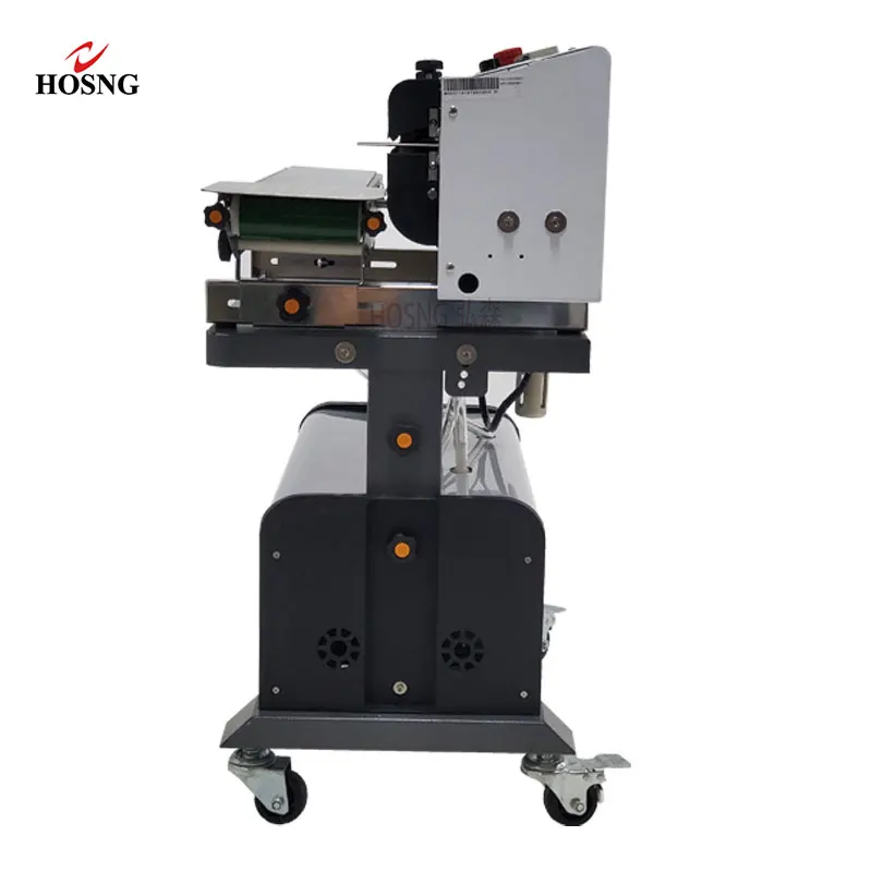 HS-LF1080 Portable Continuous Air Suction And Gas Flushing Band Sealer Vacuum Inflating Bag Sealing Machine With Code