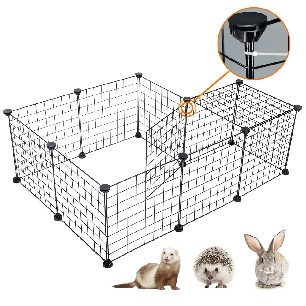 DIY Pet Playpen Fence Enclosure Yard Kennel Foldable Pet Playpen Iron Fence Puppy Kennel House Exercise Training Easy Install St
