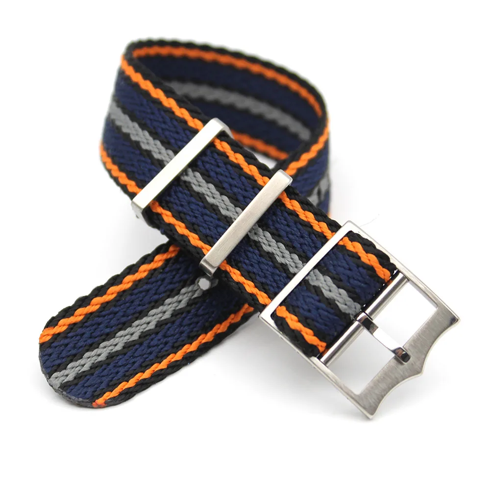 Luxury 1.6MM Woven Mens Fabric SharkTooth Strap Bracelet 20mm 22mm Custom Striped Nylon Watch Band For Watch