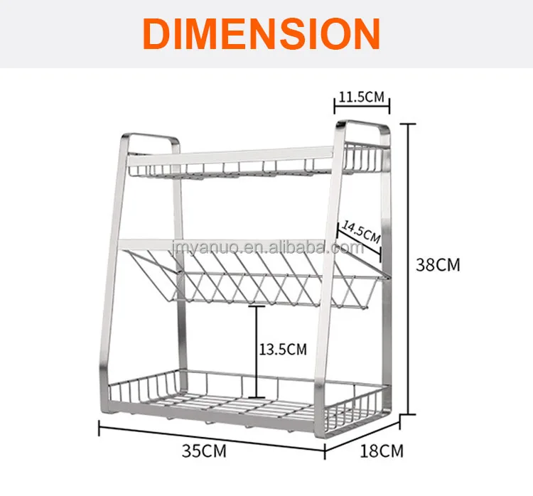 Anti Skidding Stainless Steel Kitchen Rack Detachable Kitchen Rack