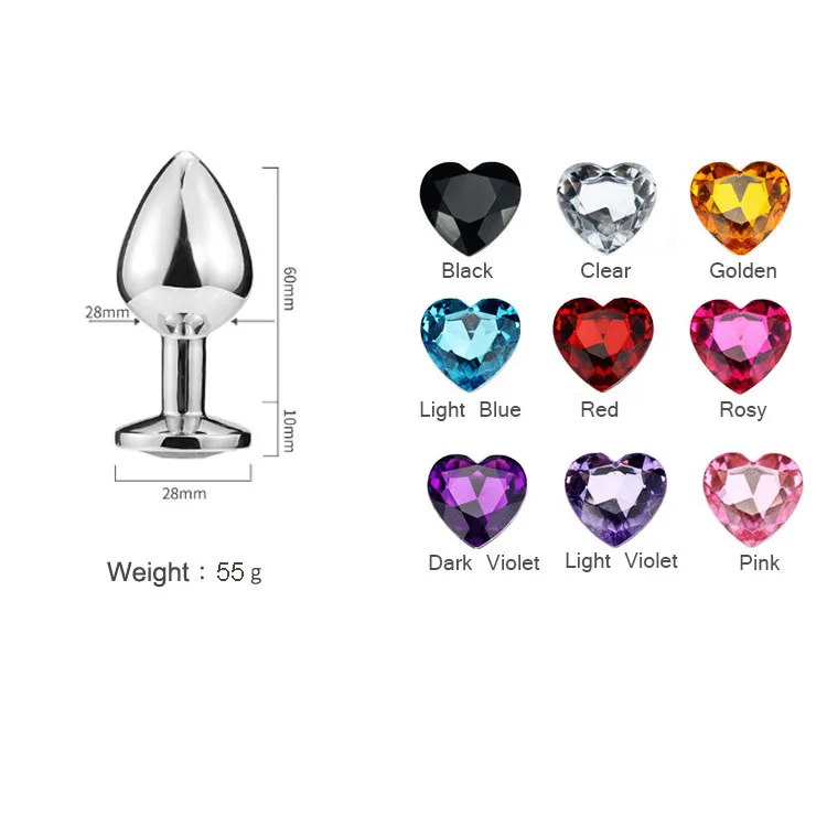 Hot Sale Adult Product Sex Toy Metal Stainless Steel Anal Plug with Heart Shape Gold Color Butt Plug