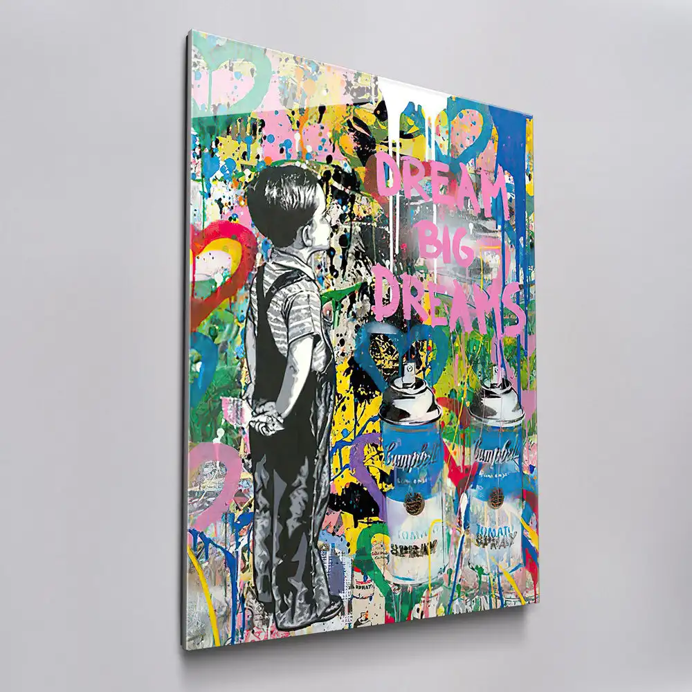 Modern Street Graffiti Art Canvas Posters Boy With Big Dreams Wall-Art-Pictures design drop shipping