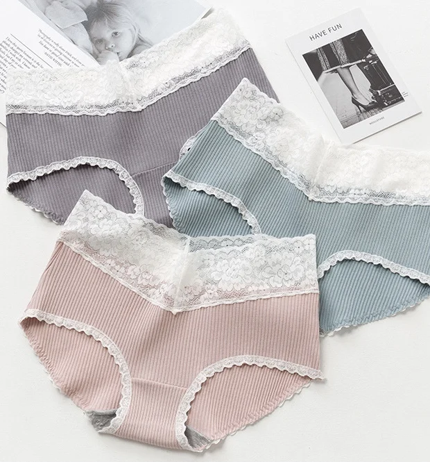 
Women panties hot selling pure cotton panties with lace edge pure cotton mid-waist factory direct sales 