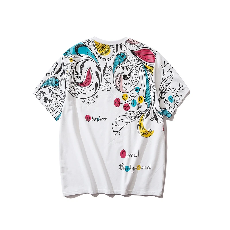 
2020 New Arrival Fashion Ethnic Pattern Printing Ladies Round Neck T Shirt Ladies New Design T Shirt Fashion Lover T Shirts 