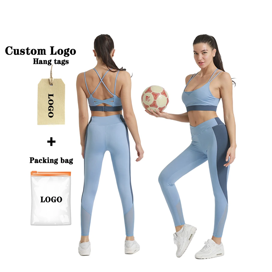 Высокое качество, низкая цена, Женский комплект для йоги, фитнес, сексуальные сетчатые леггинсы с заплатками и спортивным бюстгальтером, облегающий, для похудения, спортивный наряд