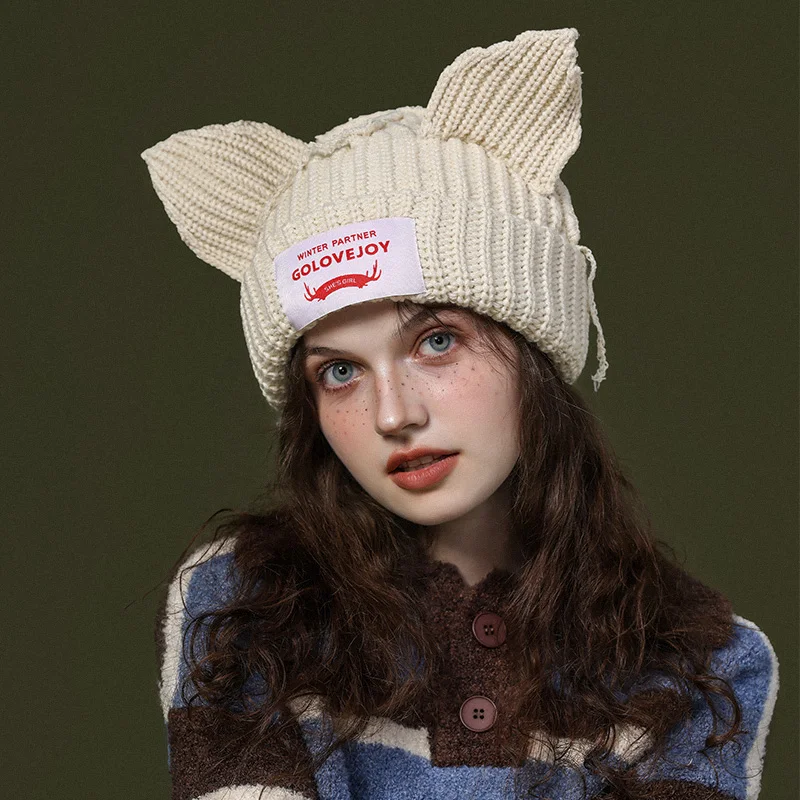 GOLOVEJOY DMZ109 Classic Custom Your Own Embroidery Logo Mohair Beanies Jacquard Knitted Hats Wholesale Warm Hat