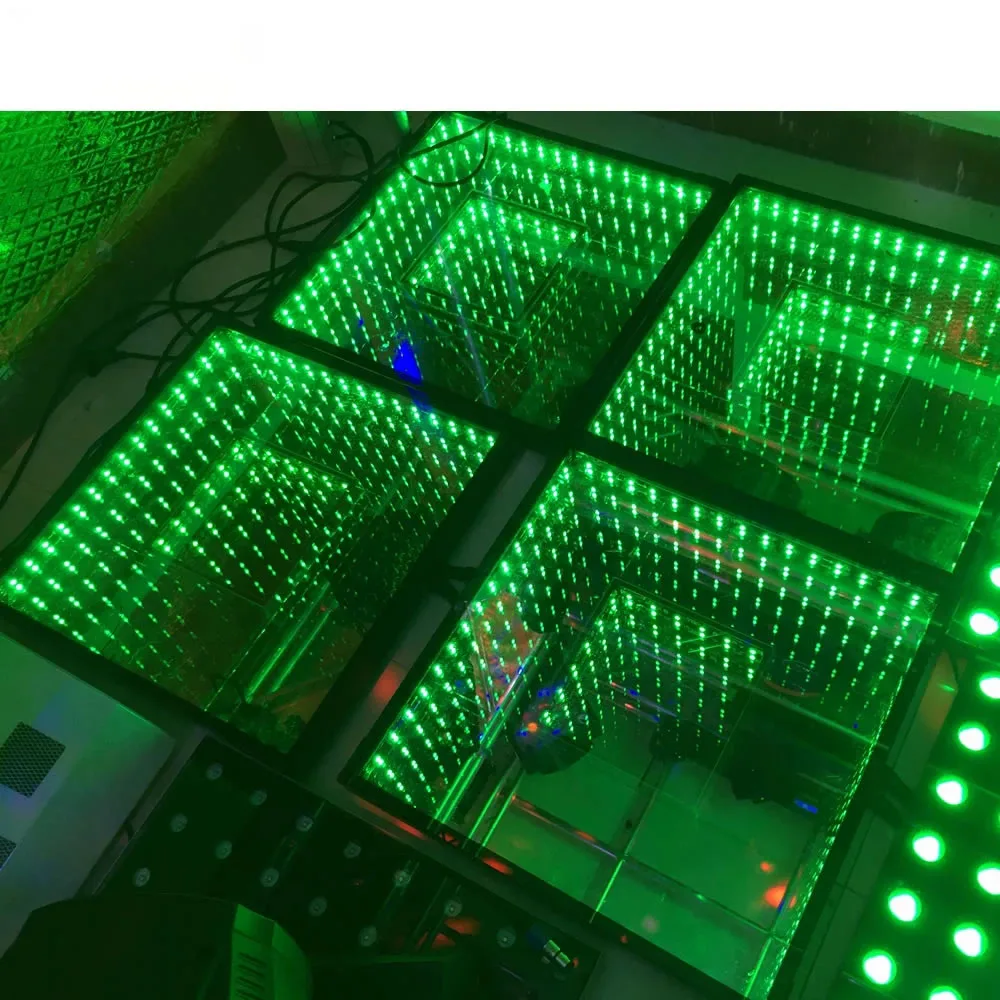 3D Infinity Toughened Tiles Panels Mirror LED Dance Floor Stage Light For Club Wedding Birthday Party Disco Lamp