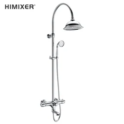 HIMIXER classical gold shower set colonne de douche exposed in wall  thermostatic shower mixer 3 ways brass   bath shower faucet