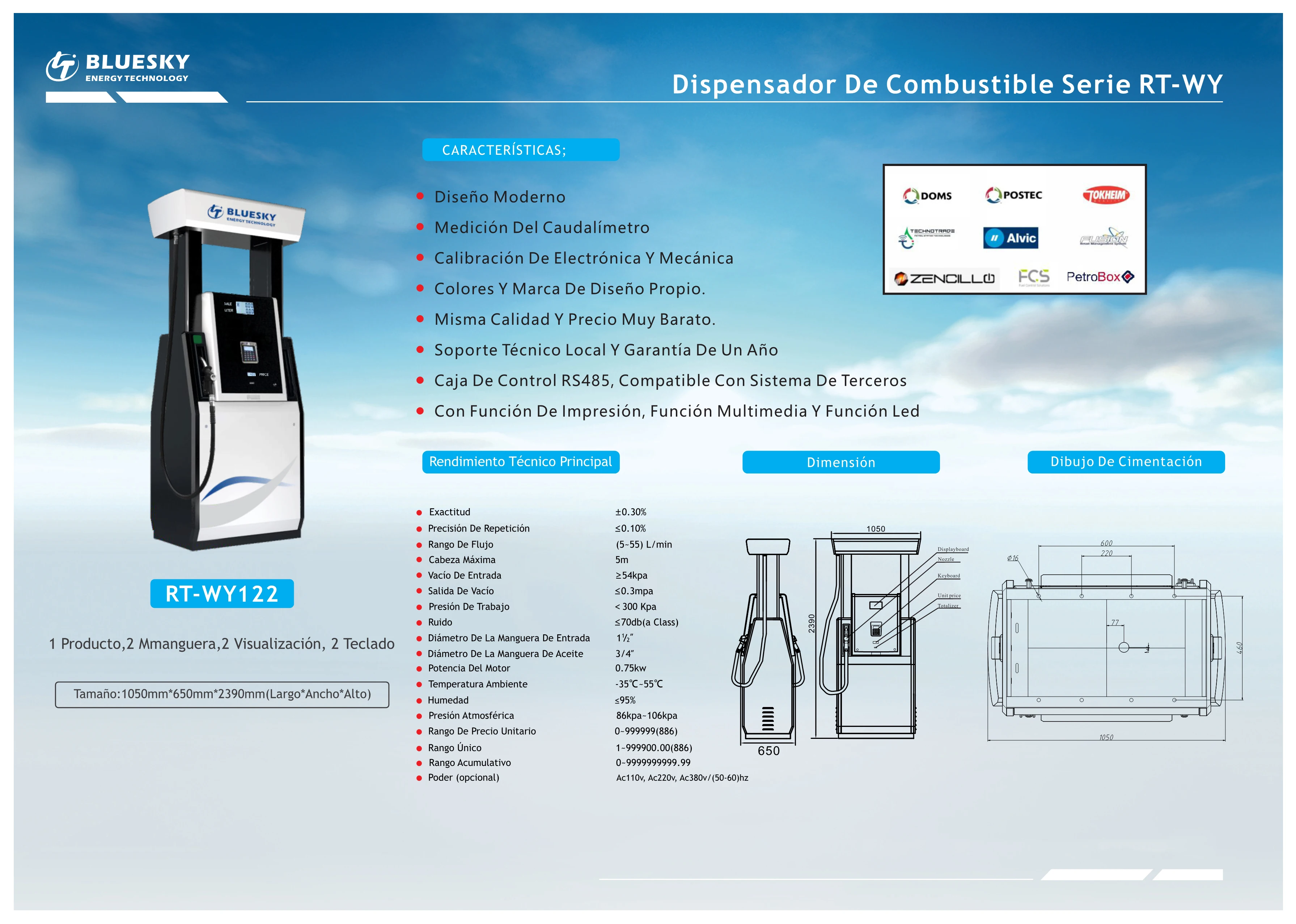 Bluesky surtidor de combustible Single & Double Nozzle LCD Display Electronic Calibration Automatic Fuel Dispenser