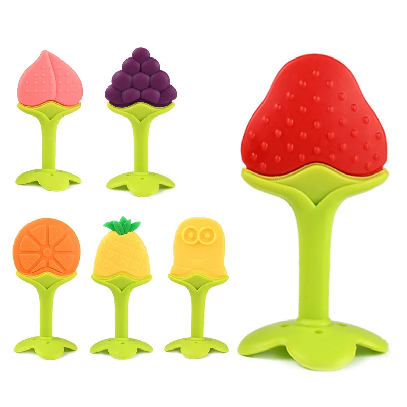 Custom Self Standing New Eco Friendly Chew Fruit Banana Bpa Free Silicone Baby Teethers Toys