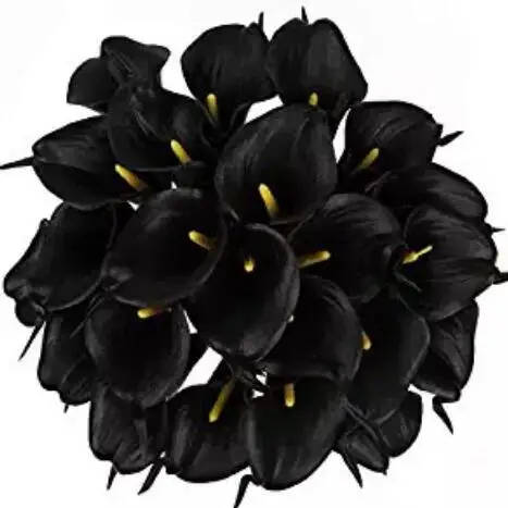 Black Calla Lily Bridal Wedding Bouquet Head Latex Real Touch Flower Bouquets