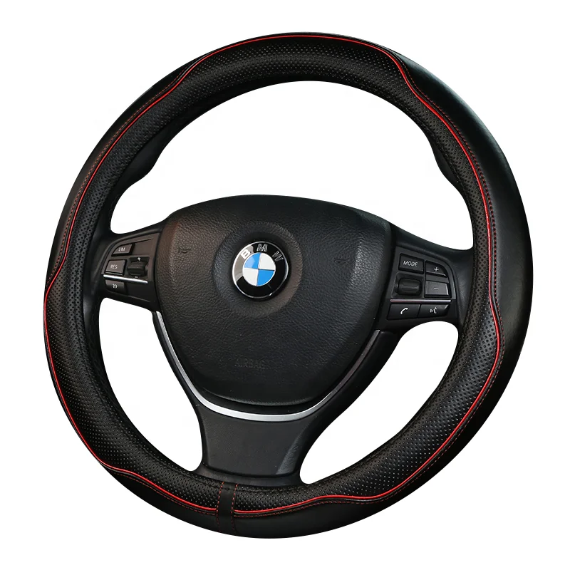 Automobile accessories 2022 factory hot sale wholesale luxury fashion black leather dedicated steering wheel cover packaging