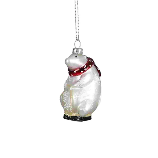 santa heads on the surface of glass christmas tree ornaments