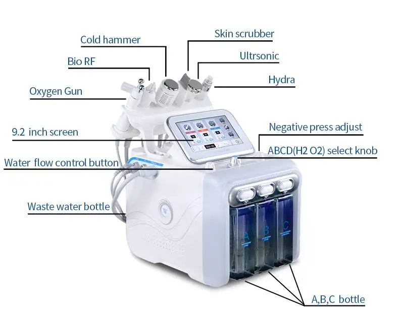 H2&O2 microdermabrasion sprayer BIO cooling water oxygen jet peel machine