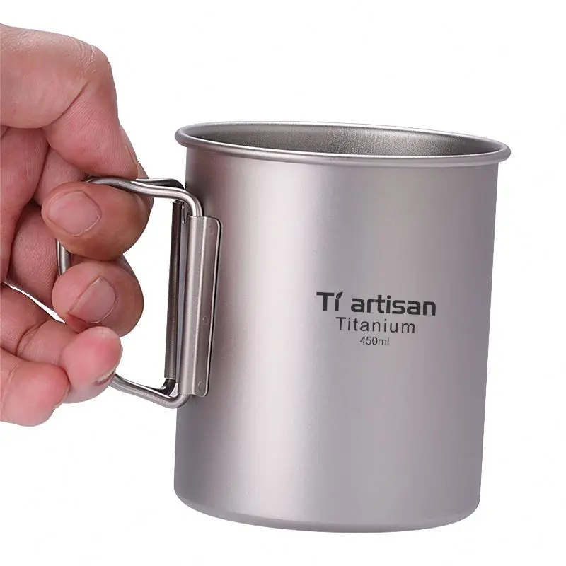 Free Sample CE Travel Mug with Handle Portable Camping titanium Water Cup Tableware Coffee Tea Pot custom mugs