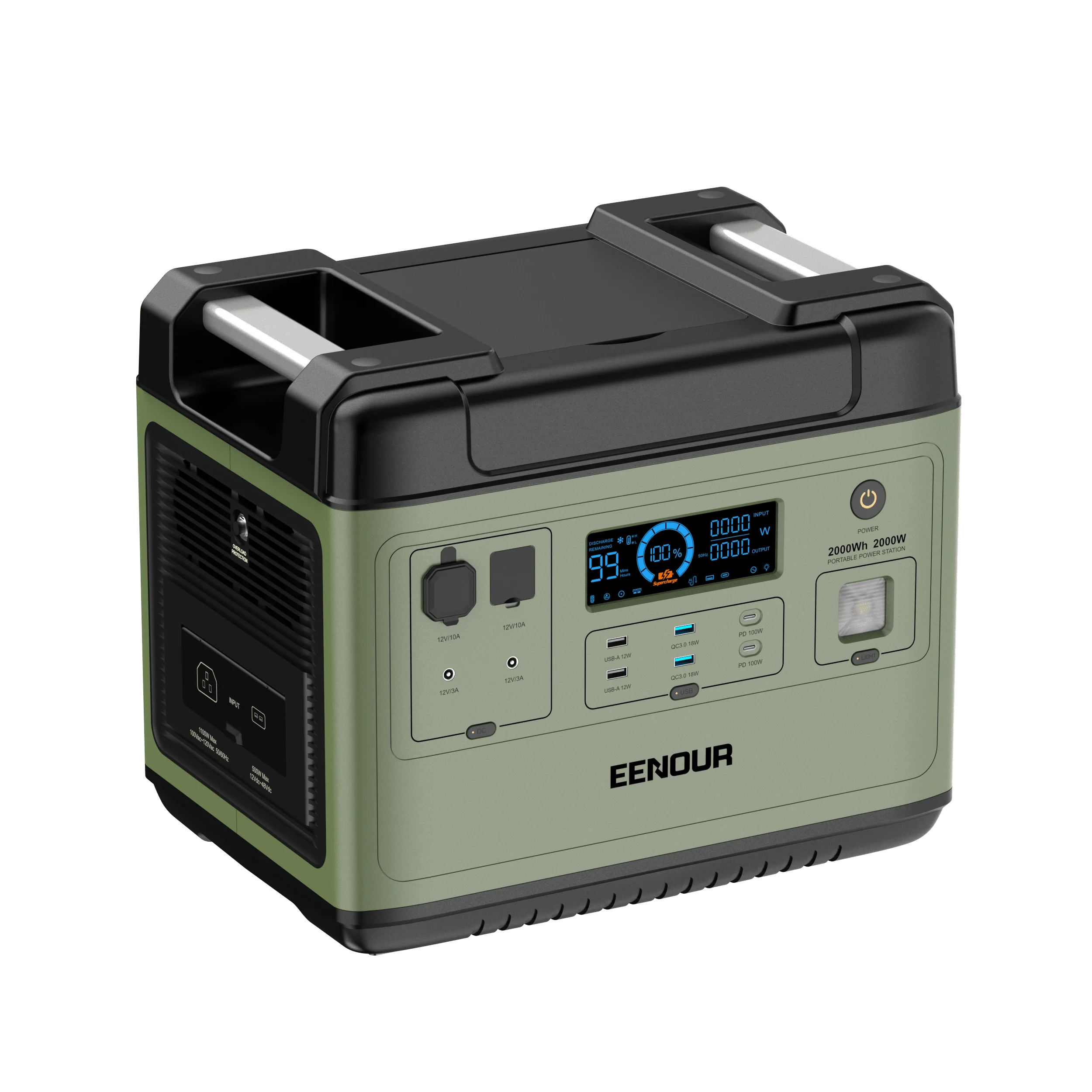 EENOUR Portable Power Station 2000W P2001, 1.5hrs Fast Charge Solar Generator, 2000Wh LiFePO4 Battery UPS Power Supply