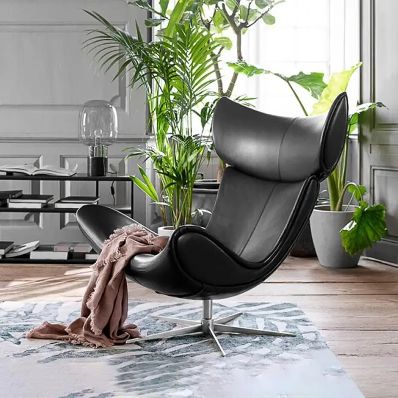 Modern designer furniture fiberglass leather lounge living room home furniture Swivel armchairs