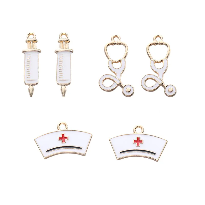 AA01498 Multi Style Medical Jewelry Pendant Stethoscope Charms Syringe Charms Nurse Hat Charms