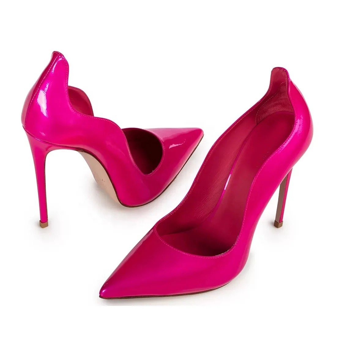 Anmairon Designer Shoes Women Heels 2021 Pointed Toe Spike Wave Shape For Ladies Fluorescent Green
