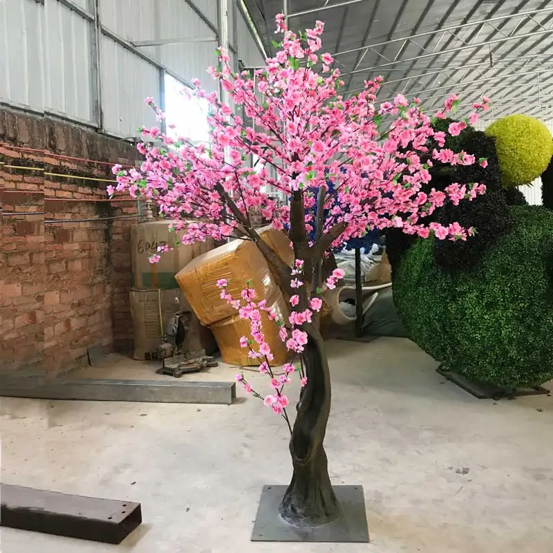 Artificial pink japanese flower cherry blossom fabric bonsai tree for decoration