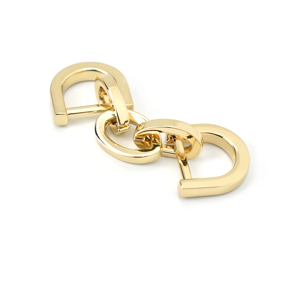 High Quality 14mm Gold Luxury Smooth Surface Shoe Buckle with D Ring
