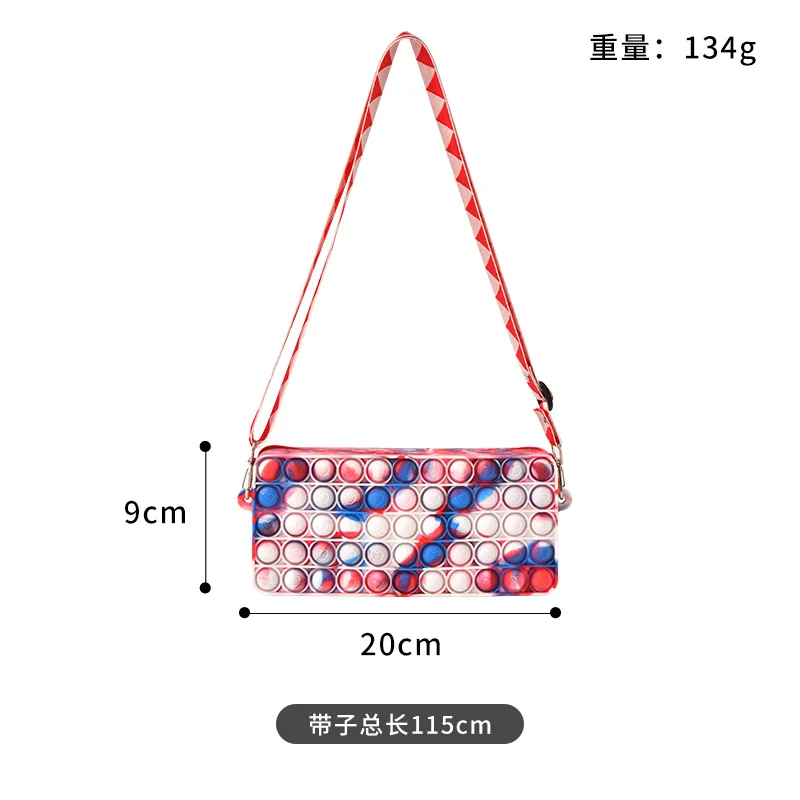 Amazon Hottest Rainbow Push Bubble pencil case Anti Stress Sensory Silicone Fidget Shoulder Bag