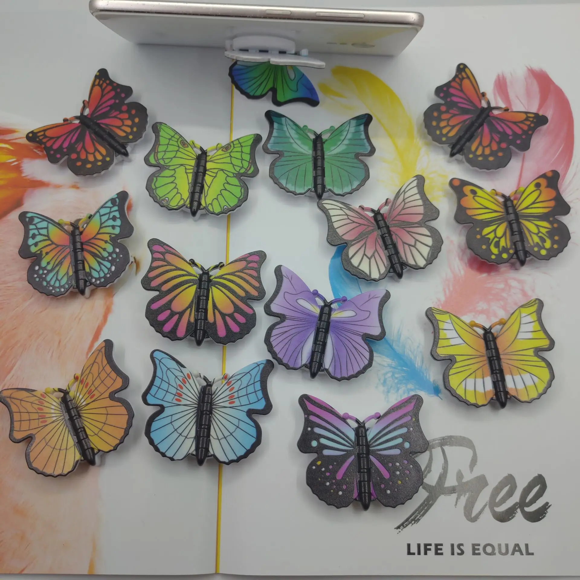 Новинка 2020 г., складной держатель для телефона в виде бабочки с бесплатным логотипом на заказ