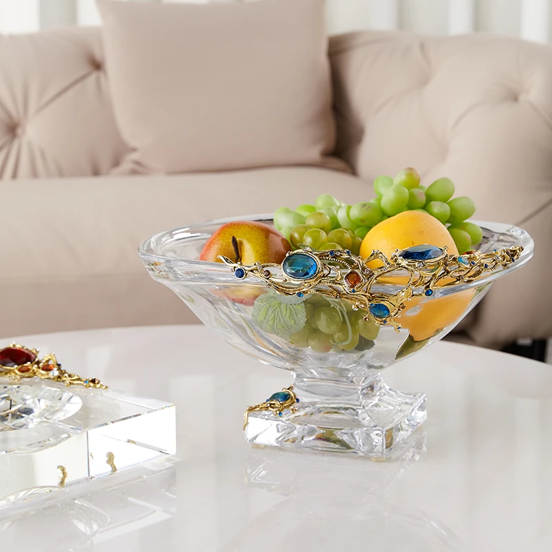 SANLOREN  S-13111J Venice Series Modern Home Decor Crystal Glass Dry Fruit Tray Luxury Bowl Plate for hotel home office wedding