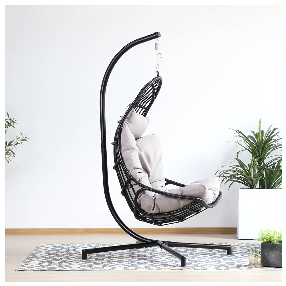 Indoor moon shape patio swings on sale hanging chair rattan garden hanging chair otudoor wicker furniture