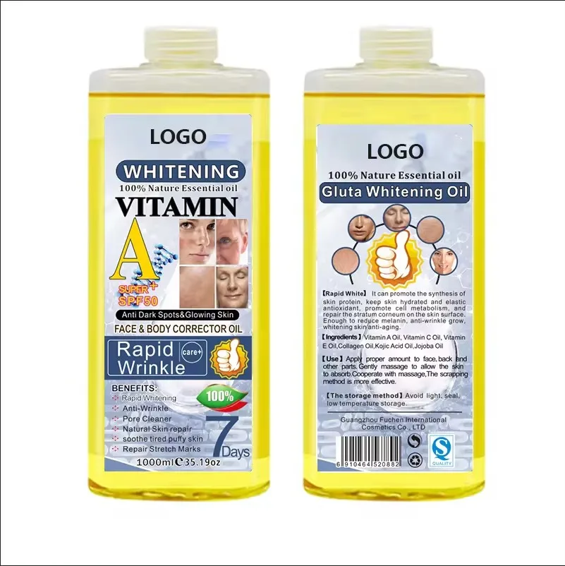 Private Label Pure Natural Massage1000ml Garlic Essential oil Rose Multi Use Oil Face Body Hair Skin Oil with Rose Petal Flower